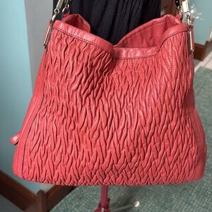 Coach   Madison Phoebe shoulder bag 3 compartment gathered quilted leather Coral